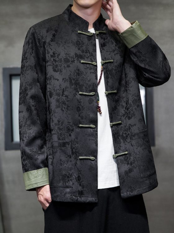 Men's New Chinese Style Tang Suit – Autumn/Winter Long Sleeve Jacket with Frog Buttons, Vintage Hanfu Loose Fit Plus Size Coat